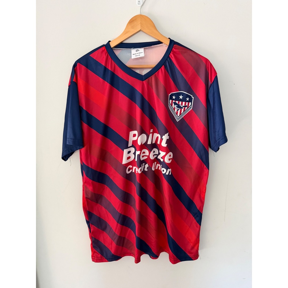 Baltimore Orioles O's Birdland Red Navy Striped Soccer Jersey XL Point Breeze